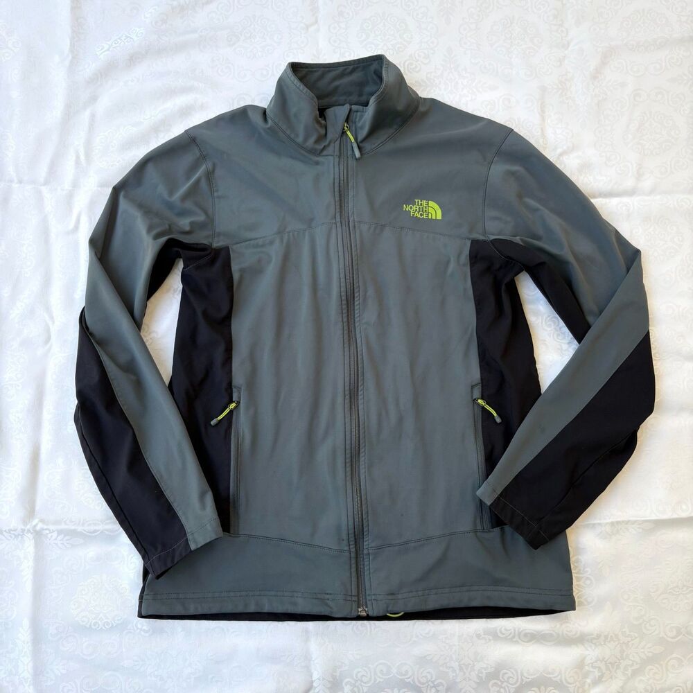 Mens North Face Ski Jacket Softshell Outdoor Hiking Windstopper Grey Large